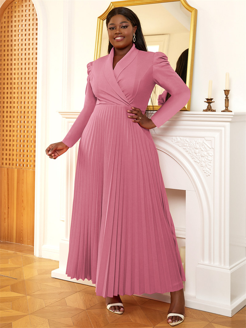 V Neck Long Sleeve Dress