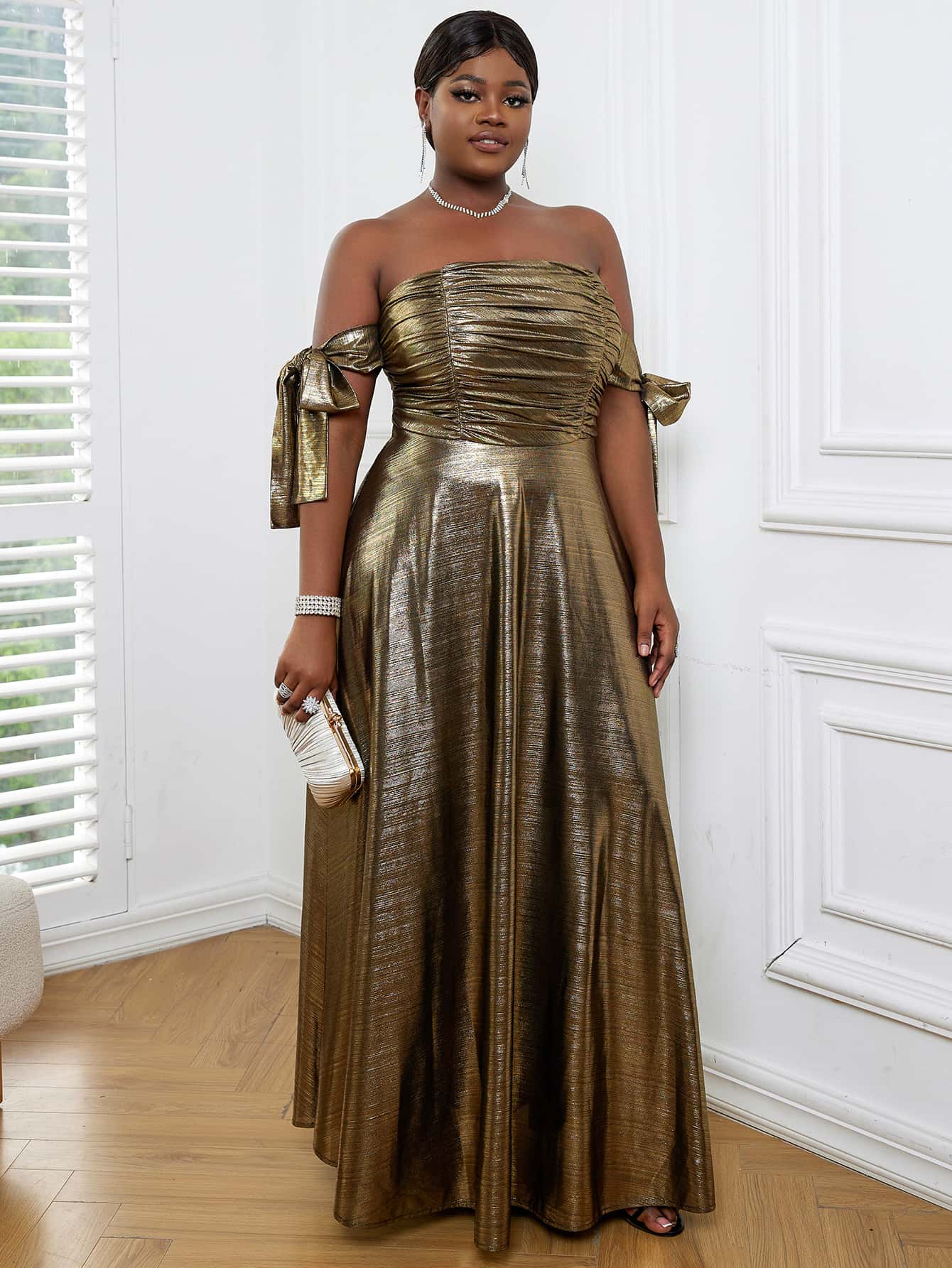 elegant a line pleated dress
