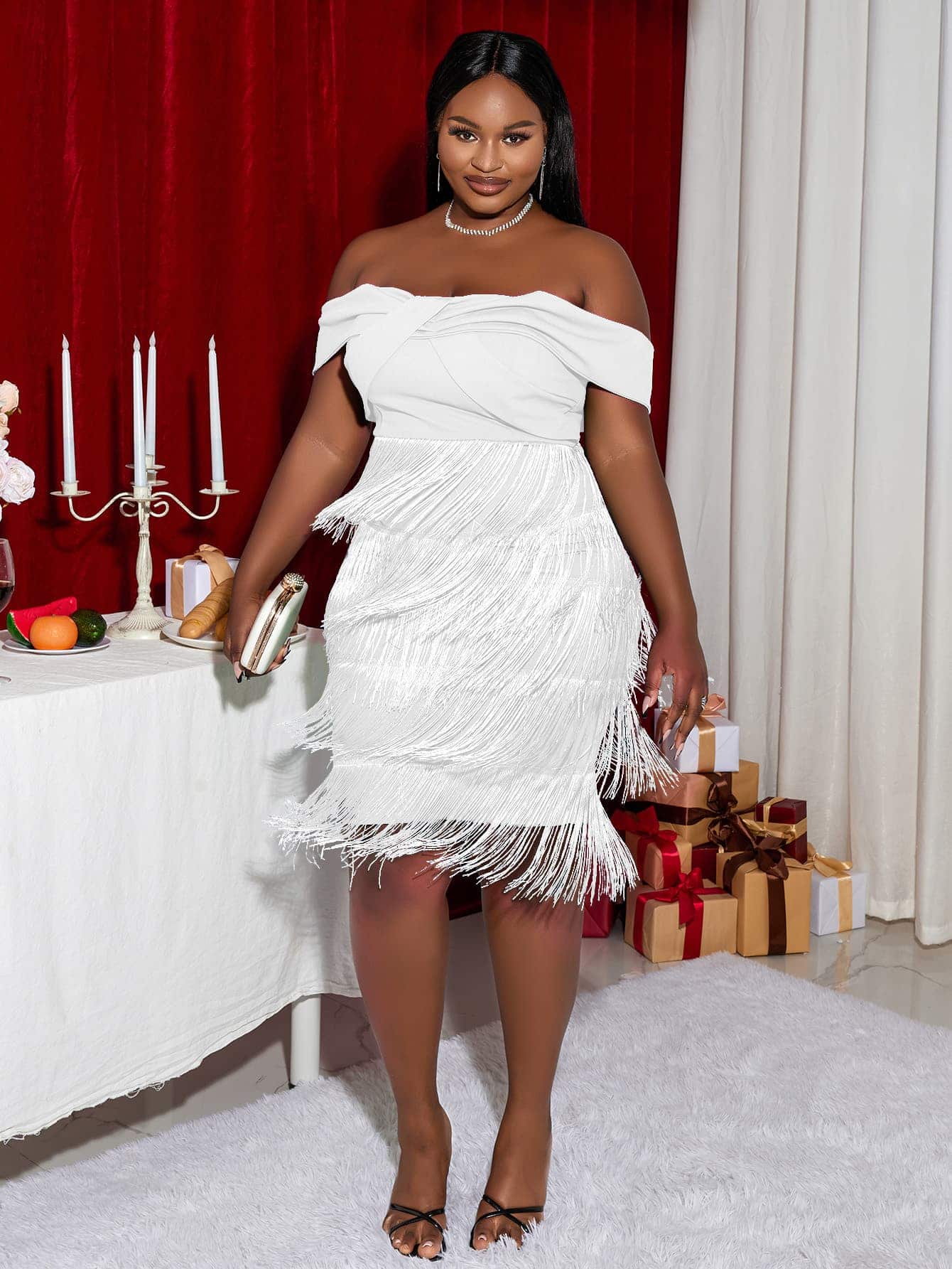 off shoulder fringe dress wholesale