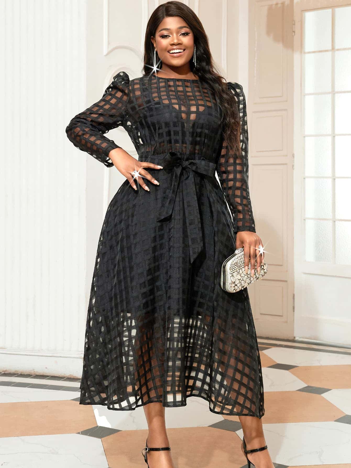 long sleeve midi dress