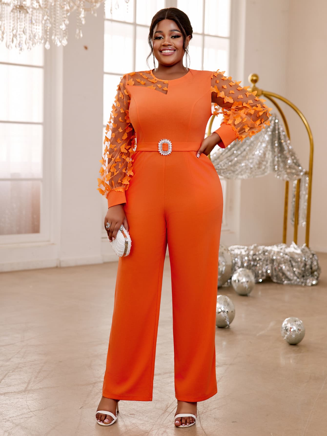 o neck high waist jumpsuits